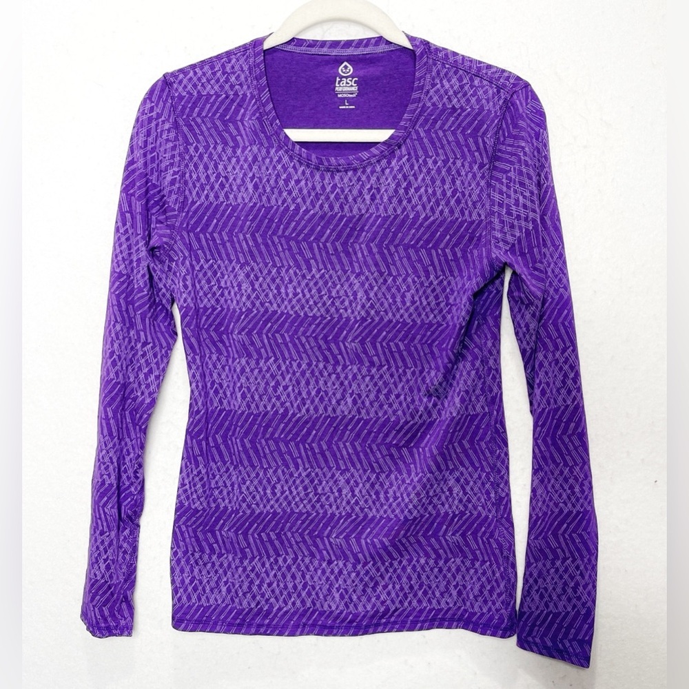 Tasc Performance Long Sleeve Shirt Organic Cotton Bamboo Purple Layering Comfy